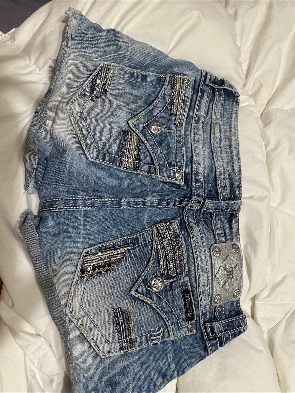 Miss Me Light Blue Distressed Denim Jean Shorts - Picture 2 of 5